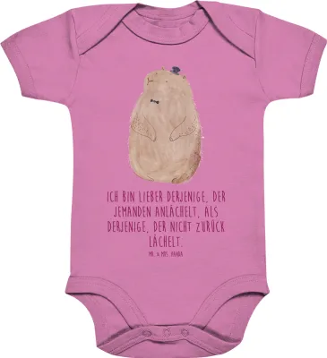 Produktbild von Mr. & Mrs. Panda babykleidung body Murmeltier 6. - 12. Monat - Bubble Gum Pink - Geschenk, Fröhlichkeit, Lustige Sprüche, Anstand, Babybody, Kurzarmbody, Strampler, Baby