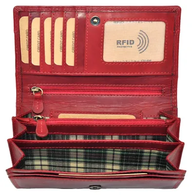 Produktbild von Benthill Geldbörse Damen Leder - Hochwertige weiche Vintage EchtLeder Damen Portemonnaie mit RFID Schutz - Grosse Damenbörse lang - Frauen Portmonee inkl. Geschenkbox