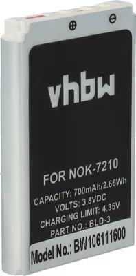 Produktbild von vhbw Akku Ersatz für Nokia BLD-3 für Handy Smartphone Telefon (700 mAh, 3,7 V, Li-Ion)