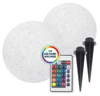 Produktbild von EASYmaxx Solar-Dekostein, 2 x Solar Leuchte, Solarleuchte LED 5 Modi & 12 Farben