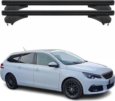 Image de Barres de toit Menabo pour Peugeot 308 II Break 2014-2021 Aluminium Noir 2 pièces