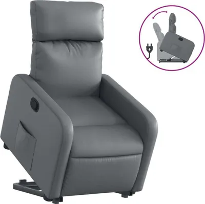 Produktbild von Relaxsessel mit Aufstehhilfe Grau Kunstleder