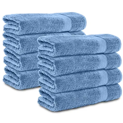 Produktbild von Komfortec 8er Duschtücher 70x140 cm Set aus 100% Baumwolle, 470g/m², Frottee, Weich, Hellblau