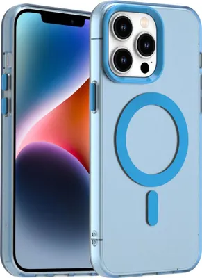 Image de Coque pour iPhone 13 Pro, compatible MagSafe, fine coque semi-transparente matte antichoc Bleu
