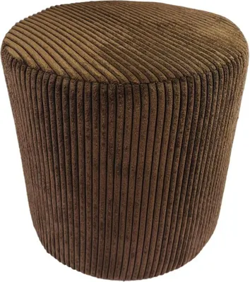 Produktbild von Cord-Hocker POSO 40x40 cm gepolstert rund – weiches Sitzkissen oder Fußhocker für Wohnzimmer – Dunkelbraun