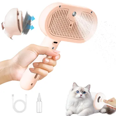 Productafbeelding van Kattenborstel met stoom. 4-in-1 multifunctionele kattenborstel met spuitfunctie