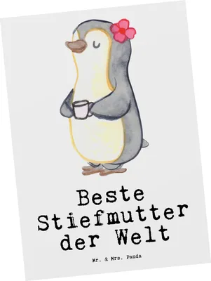 Produktbild von Mr. & Mrs. Panda Postkarte Pinguin Beste Stiefmutter der Welt - Weiß - Geschenk, Danke, Mutter, Grußkarte, Geschenkidee, Postkarten, Designkarte, Ansichtskarten, Mama