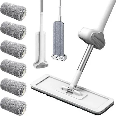Produktbild von Famanu Bodenwischer mit Auswringfunktion - Weiß, 6 Pads