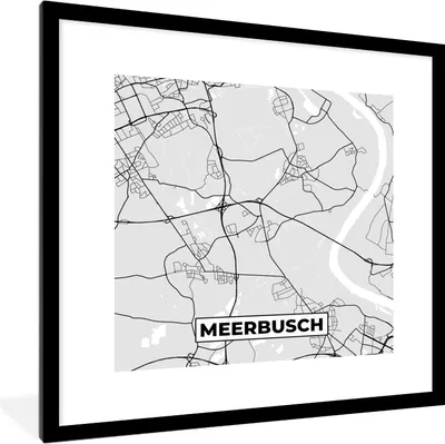 Produktbild von MuchoWow® Gerahmtes Poster Deutschland - Stadtplan - Karte - Meerbusch 40x40 cm - Poster mit Schwarzem Bilderrahmen Wandposter Rahmen Foto Bilder - Poster - Plakat im Rahmen