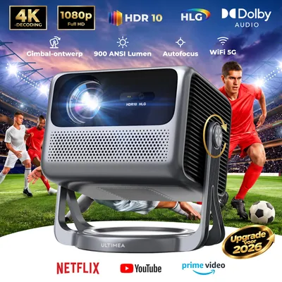 Zdjęcie produktu dla ULTIMEA Nova C40 Projektor Smart z Google TV, 900 ANSI lumenów, Full HD 1080p, dekodowanie 4K, obrót 360°, autofocus ToF, Dolby Audio