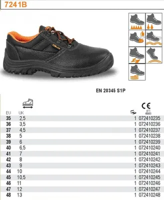 BETA Sicherheitshalbschuh 7241B Größe 47 Leder PU-Sohle Stahlkappe