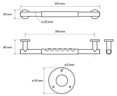 Produktbild von Sapho Haltegriff mit rutschfestem 300mm, polierter Edelstahl