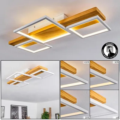 Produktbild von Palermo »Palermo« dimmbare Deckenlampe aus Metall/Holz/Kunststoff, Natur/Weiß