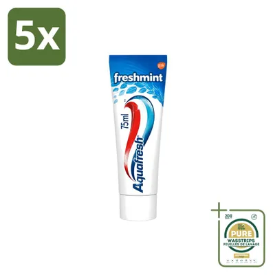Produktbild von 5 x Aquafresh 3-in-1 Tandpasta Freshmint - 75 ml - Vorratspackung - 5 Stücke