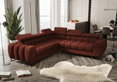 Produktbild von Ecksofa Schlafsofa BASTIEN in Stoff Moly Ziegelrot Seite Universal
