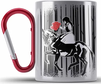 Produktbild von Trendation - Lustige Reiter Sprüche Geschenk Edelstahl Tasse Karabiner Reiterin Pferde Mädchen Geschenkidee Pferde Grafik Mädchen (Rot)