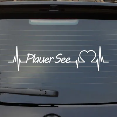 Produktbild von Heckscheibenaufkleber Plauer See Herzschlag Puls See Sea Liebe 55x14 cm Weiss Matt Auto Aufkleber Sticker