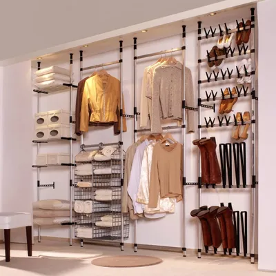 Produktbild von "2026 Aktion"Teleskop-Garderobe/Kleiderschrank - praktischem Design - mit Stangen Aluminium DEMöbel 5812893