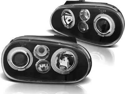 Obrázok produktu pre LED svetlomety typu „Angel Eyes“ vhodné pre VW Golf 4 (modelový rok 1997–2003), čierne