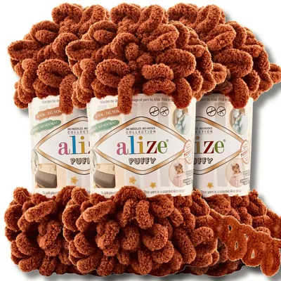Obrázek produktu pro Alize 3x 100g Nadýchaná příze, jednobarevná, vhodná pro háčkování a pletení (barva: měď - 597)