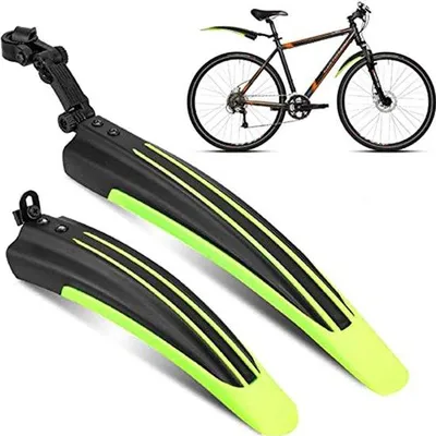 Productafbeelding van Ibenzoa® Fietsbeschermerset, geschikt voor wielen van 20-26 inch, verstelbare spatborden voor en achter, gemaakt van duurzaam kunststof, gereedschapsvrije montage, geschikt voor mountainbike/racefiets/stadsfiets