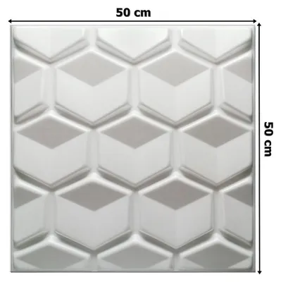 Image de DECCART | Cassettes de plafond 3D | Panneaux muraux | Lamelles sur panneau | Panneaux acoustiques muraux | Blanc miel 50 x 50 cm | 0,25 m²