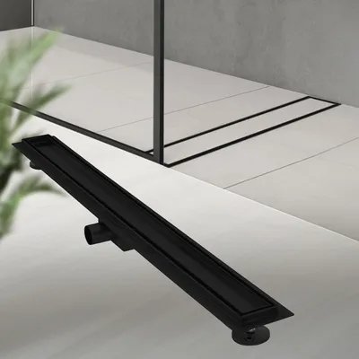 Obrázok produktu pre LuxeBath sprchový žľab 2v1 z nehrdzavejúcej ocele, 90 cm, čierny, obkladateľný, extra plochý