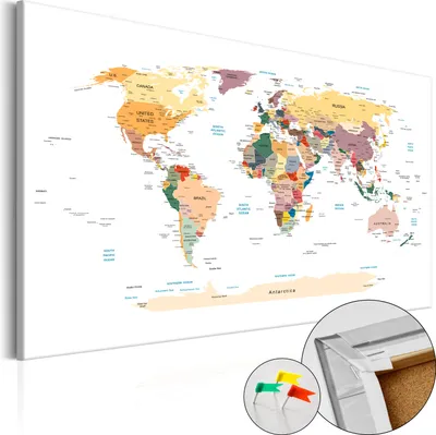 Produktbild von Vliesstoff Korkbild - World Map 60x40 cm Karten k-B-0010-p-b