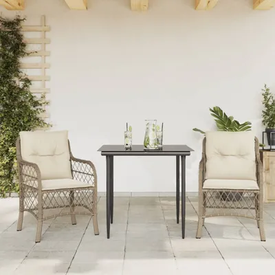 Produktbild von Maison Exclusive - 3-tlg. Bistro-Set mit Kissen Beige Poly Rattan