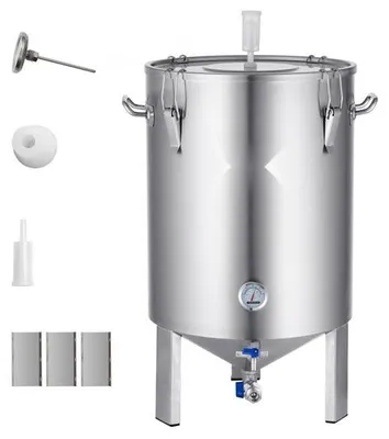 Zdjęcie produktu dla System do warzenia piwa ze stali nierdzewnej 60 L - Fermentor do piwa do warzenia piwa w domu - Fermentor do wiadra do warzenia piwa z podstawą - Garnek do zupy z pokrywką, uchwytem, zaworem i kranem