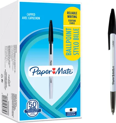 Produktbild von Paper Mate 045 Kugelschreiber | feine Spitze (0,7 mm) | schwarze Tinte | 50 Stück