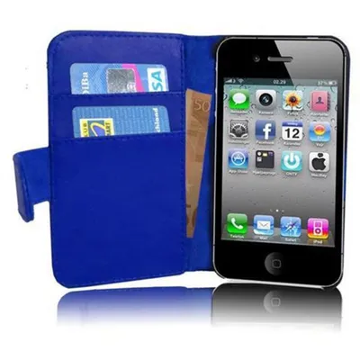 Obrázok produktu pre Cadorabo puzdro pre Apple iPhone 4 / iPhone 4S Protective Case in Blue Ochranné puzdro na mobilný telefón Book Case Etui Cover