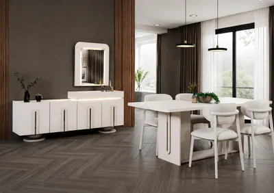 Image de Table élégante, table moderne pour la cuisine et la salle à manger, meubles de style