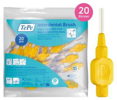 Produktbild von 20-Pack TePe Interdentalbürsten Original Gelb, ISO-Größe 4, 0,7mm, Reinigung der Zahnzwischenräume