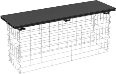 Produktbild von Gabionenbank WPC Gabionen Sitzbank 100x30x43 cm Gartenbank Draht Bank dunkelgrau