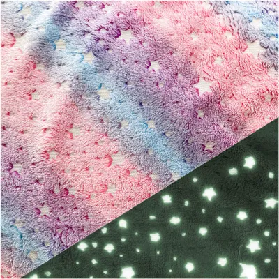 Wellness Fleece Sternenhimmel Glow in the Dark Zuschnitt ab 1x1,65m Fleece-Stoff Plüschstoff mehrfarbig