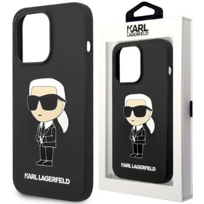Produktbild von Karl Lagerfeld Silikon Symbol Metall Pin Etui Für Iphone 15 Pro Max - Schwarz