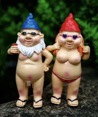 Produktbild von Famanu Gartenfigur witziges Zwergenpaar - wetterfest, 12 x 6 cm