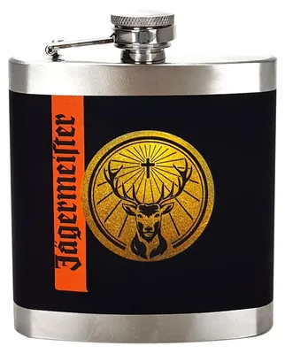 Produktbild von Jägermeister Flachmann aus Edelstahl mit Schraubdeckel