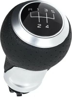 Immagine prodotto di Pomello del cambio in alluminio nero + foro per morsetto in pelle a 5 velocità per molti veicoli