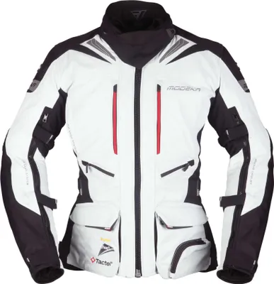 Produktbild von Modeka Panamericana Damen Motorrad Textiljacke, hellgrau/schwarz, 36