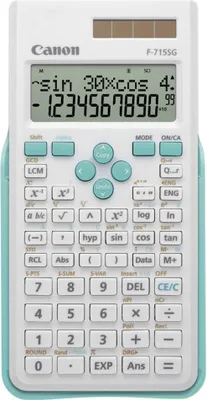 Zdjęcie produktu dla Canon F-715SG - Kalkulator naukowy - 10 cyfr + 2 wykładniki - Panel słoneczny, bateria - Biały z niebieskim wyświetlaczem
