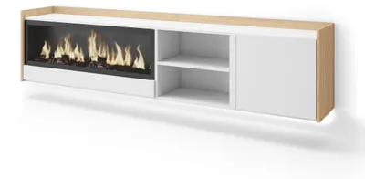 Immagine prodotto di Mobili TV effetto legno Bianco Rovere 212x35x50cm camino effetto fuoco