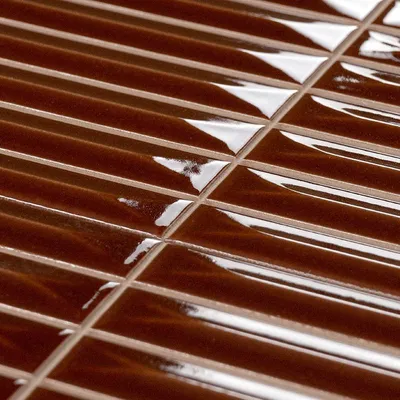Produktbild von Fliese Muscat Mahagoni Braun Glänzend | 20x20 VORGESCHNITTEN (1,5x10) | 1 m²/s
