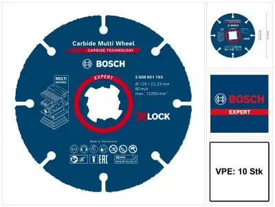 Zdjęcie produktu dla BOSCH 2608901195 10 BOSCH Trennscheiben EXPERT Carbide Multi Wheel