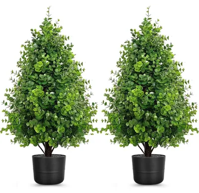 Obrázek produktu pro Umělý buxus - Sada 2 kusů - 70 cm - V květináči - UV odolný, pro venkovní použití