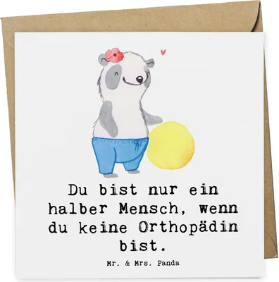 Produktbild von Mr. & Mrs. Panda Grußkarte Orthopädin Herz - Weiß - Geschenk, doppelkarte, Orthopädie, Lustig, Spruch, Klappkarte, Praxis, anlasskarte, Glückwunschkarte, faltkarte