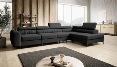 Produktbild von FURMEB24 ECKSOFA ALVIN MAXI mit schlaffunktion rechts 350 x 203 cm SCHWARZ