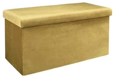 Image de Coffre de rangement banc pliable velours côtelé jaune