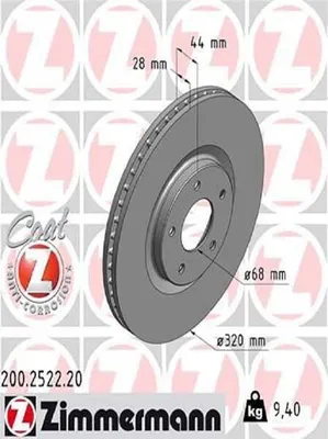 Produktbild von 2x ZIMMERMANN 200.2522.20 Bremsscheibe Vorderachse